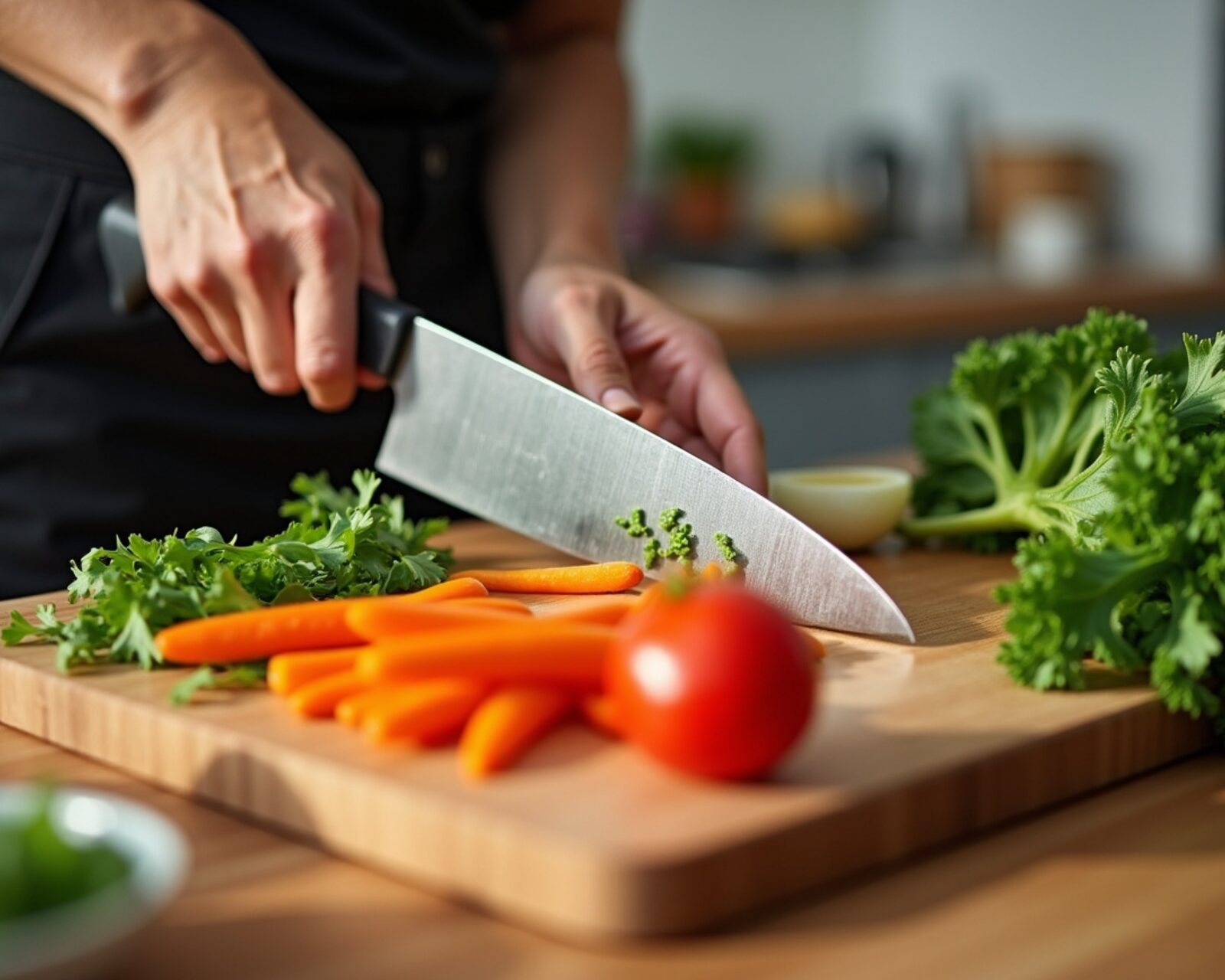 Frisches Gemüse wird für eine basenreiche Mahlzeit zubereitet